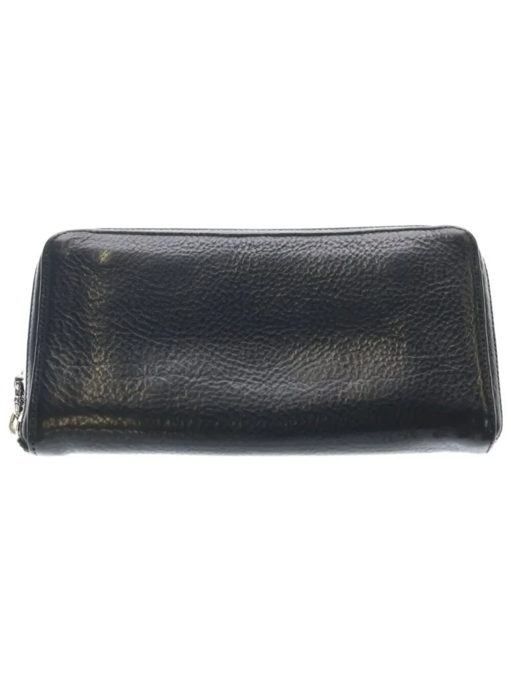 Chrome Hearts Rec Zip Plane Round Zip Leather Wallet Black
